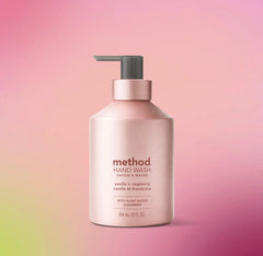 gel hand wash - vanilla + raspberry, 12 fl oz