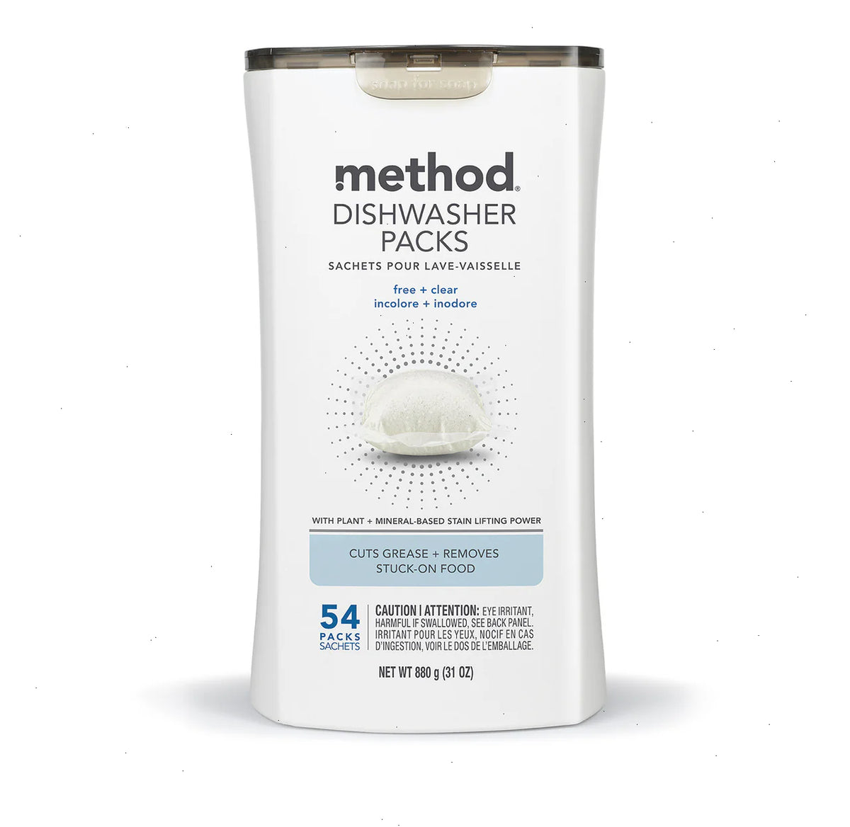 dishwasher packs - free + clear, 54 ct