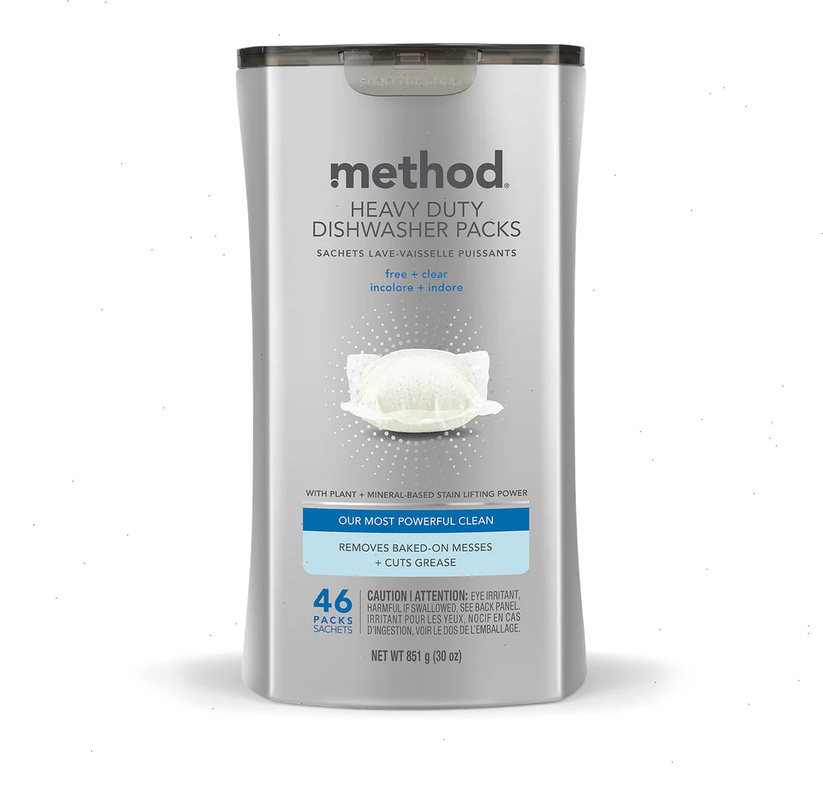 heavy duty dishwasher packs - free + clear, 46 ct