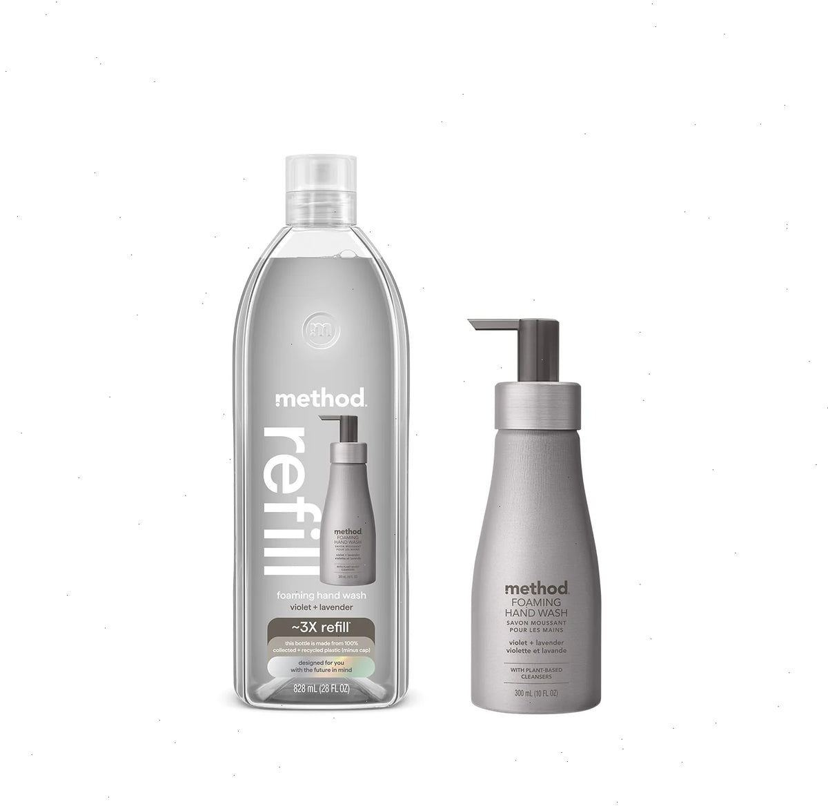 foaming hand wash starter set - violet + lavender, 38 fl oz